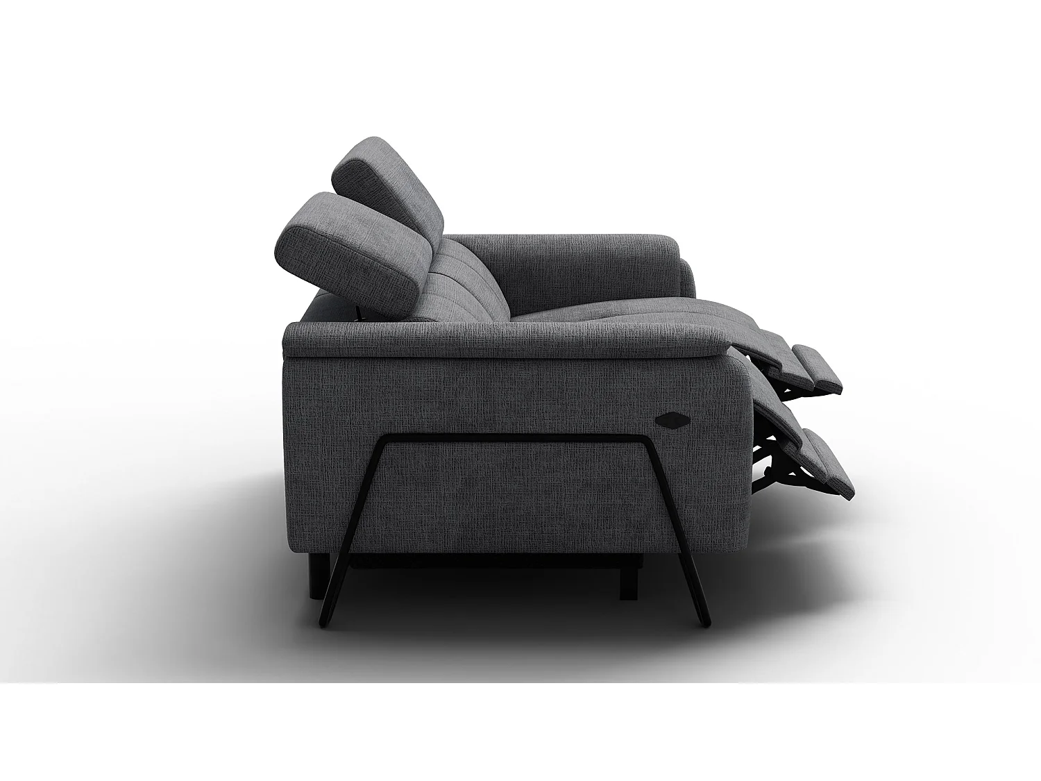 Canapé RODEN 2 places avec 2 Relax, tissu gris foncé