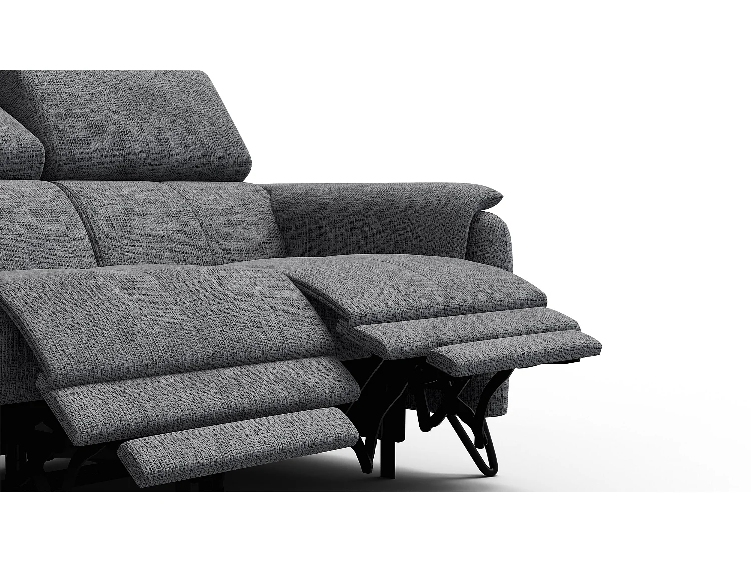 Canapé RODEN 2 places avec 2 Relax, tissu gris foncé