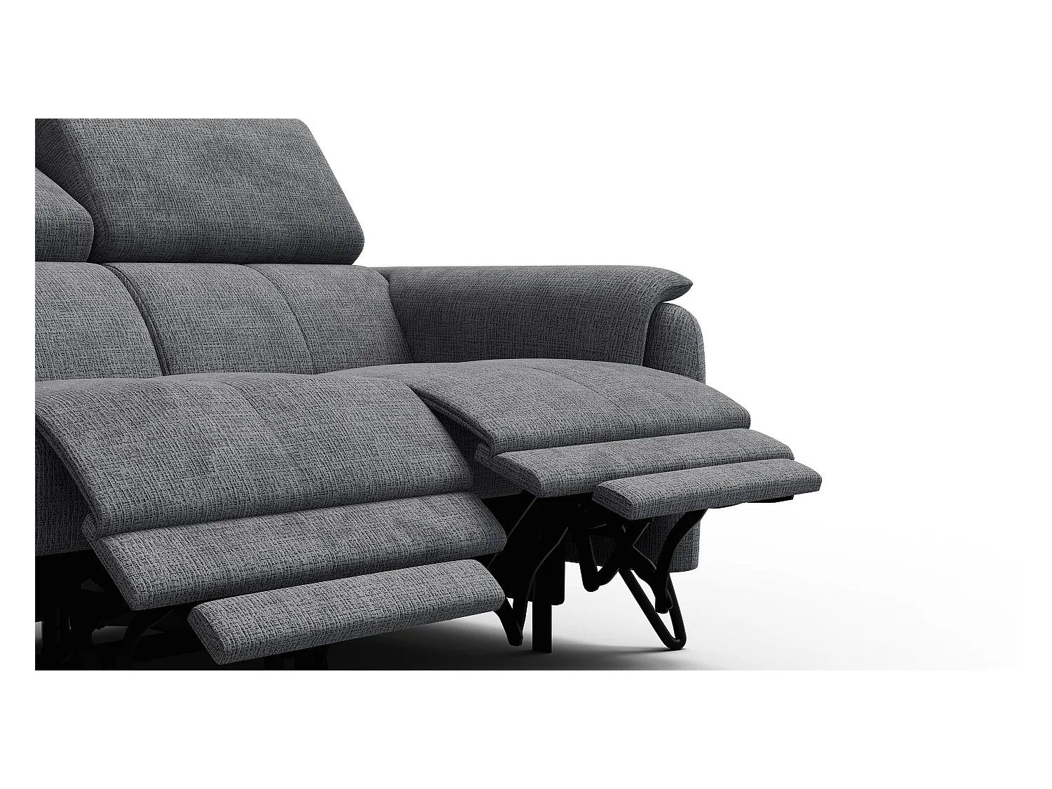 Canapé RODEN 2 places avec 2 Relax, tissu gris foncé