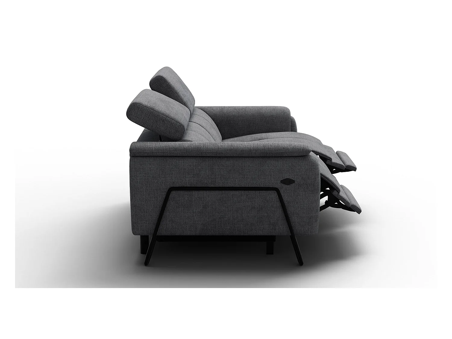Canapé RODEN 2 places avec 2 Relax, tissu gris foncé