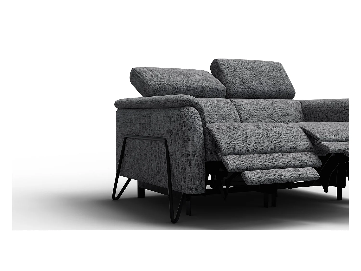 Canapé RODEN 2 places avec 2 Relax, tissu gris foncé