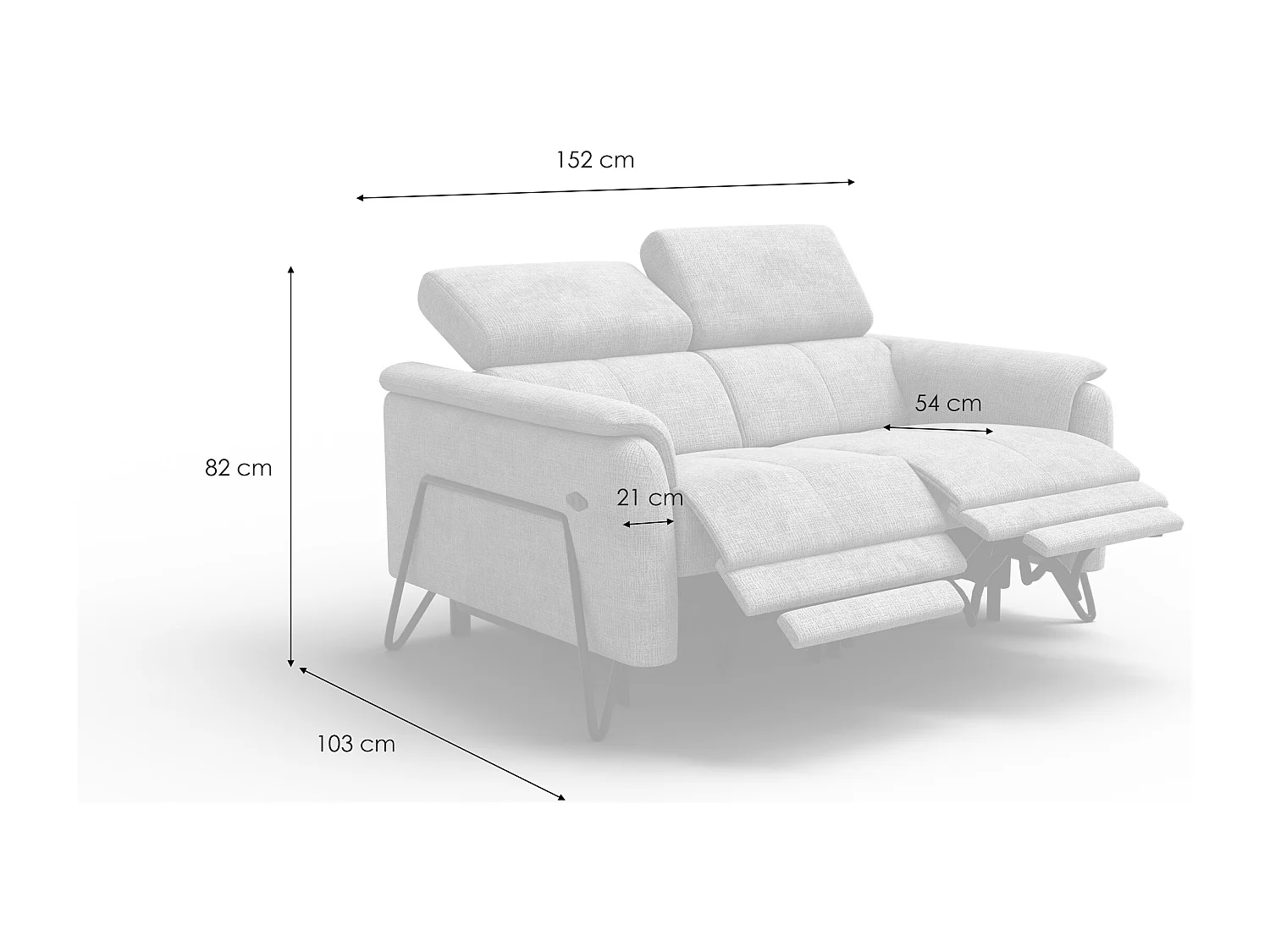 Relaxsofa 2-Sitzer RODEN, dunkelgrau