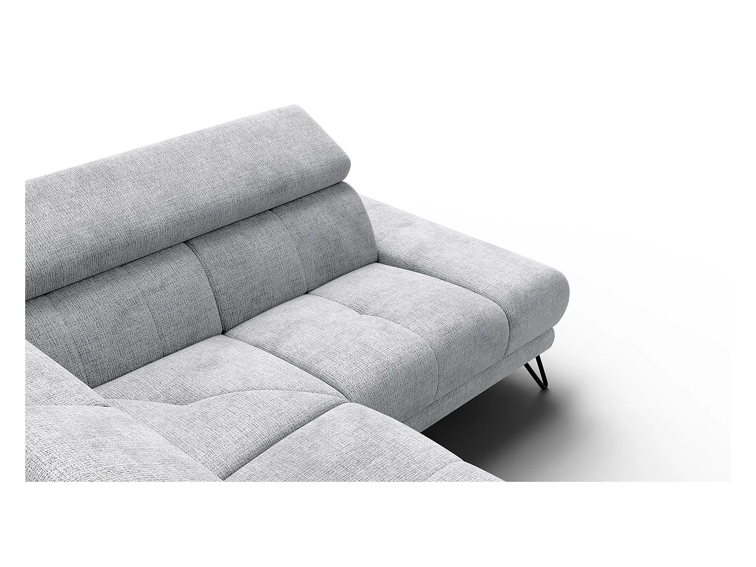 Canapé d'angle 5 places RODEN avec Relax, tissu gris clair