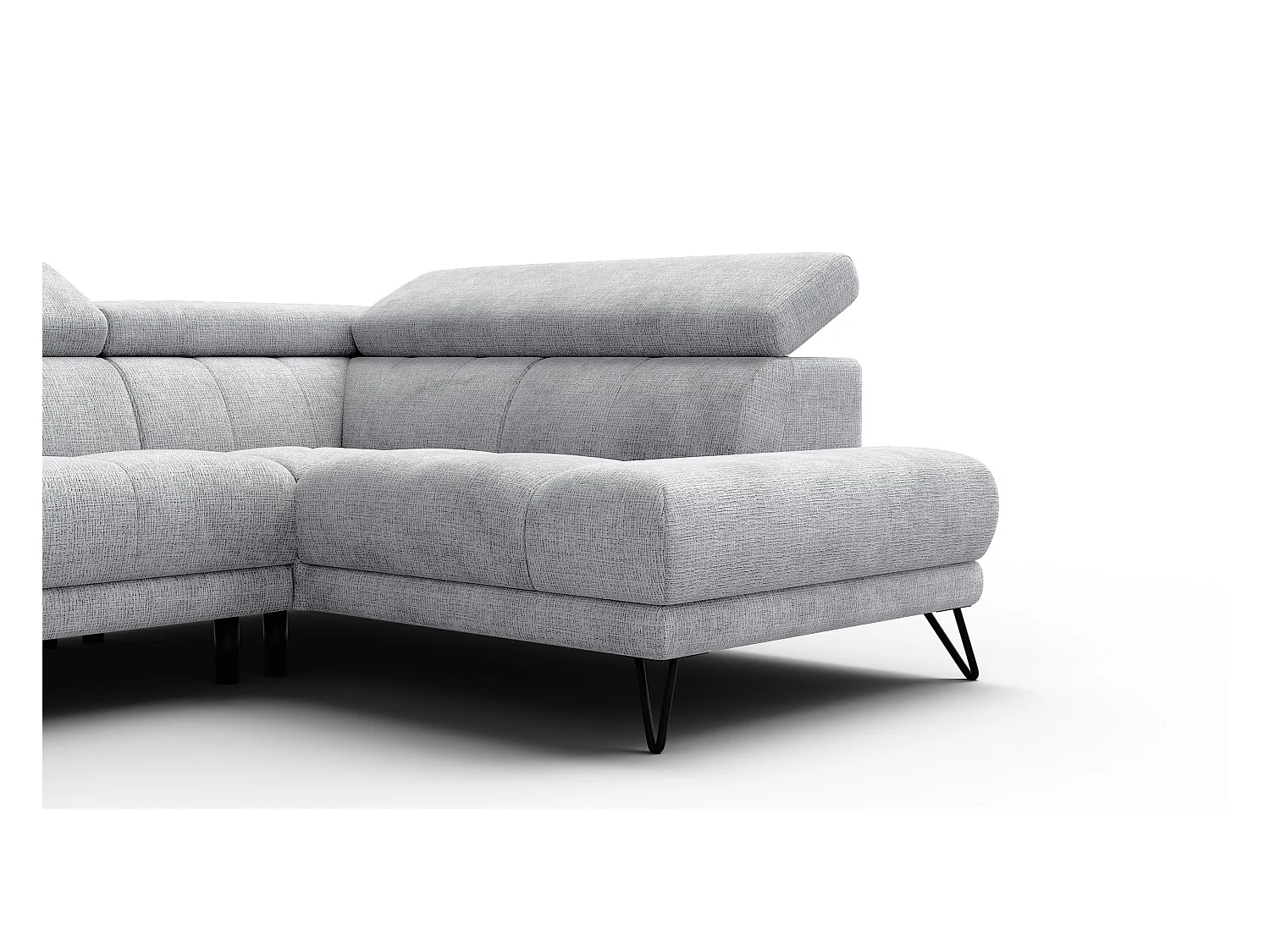 Canapé d'angle 5 places RODEN avec Relax, tissu gris clair