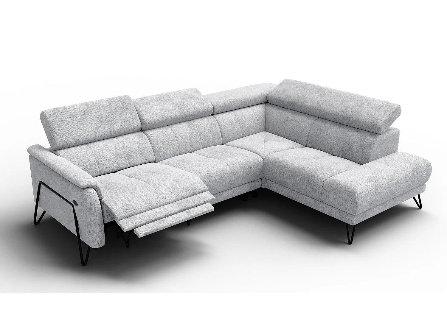 Ecksofa 5-Sitzer mit Relax RODEN, hellgrau