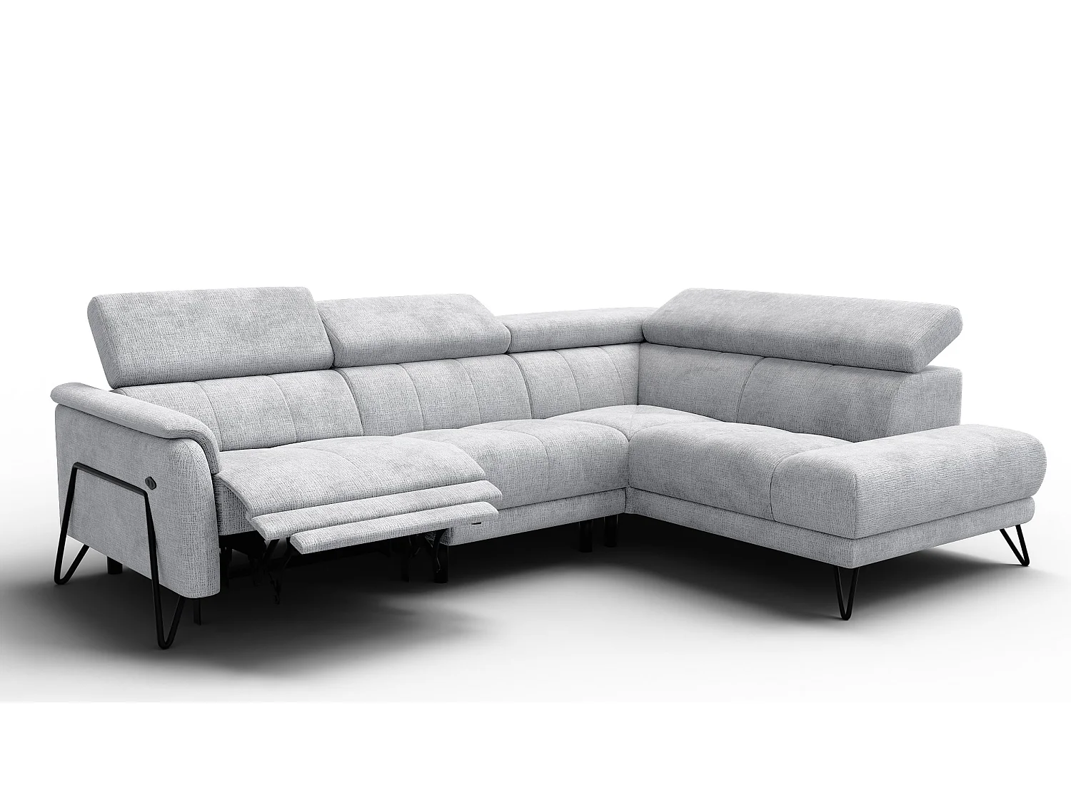 Ecksofa 5-Sitzer mit Relax RODEN, hellgrau