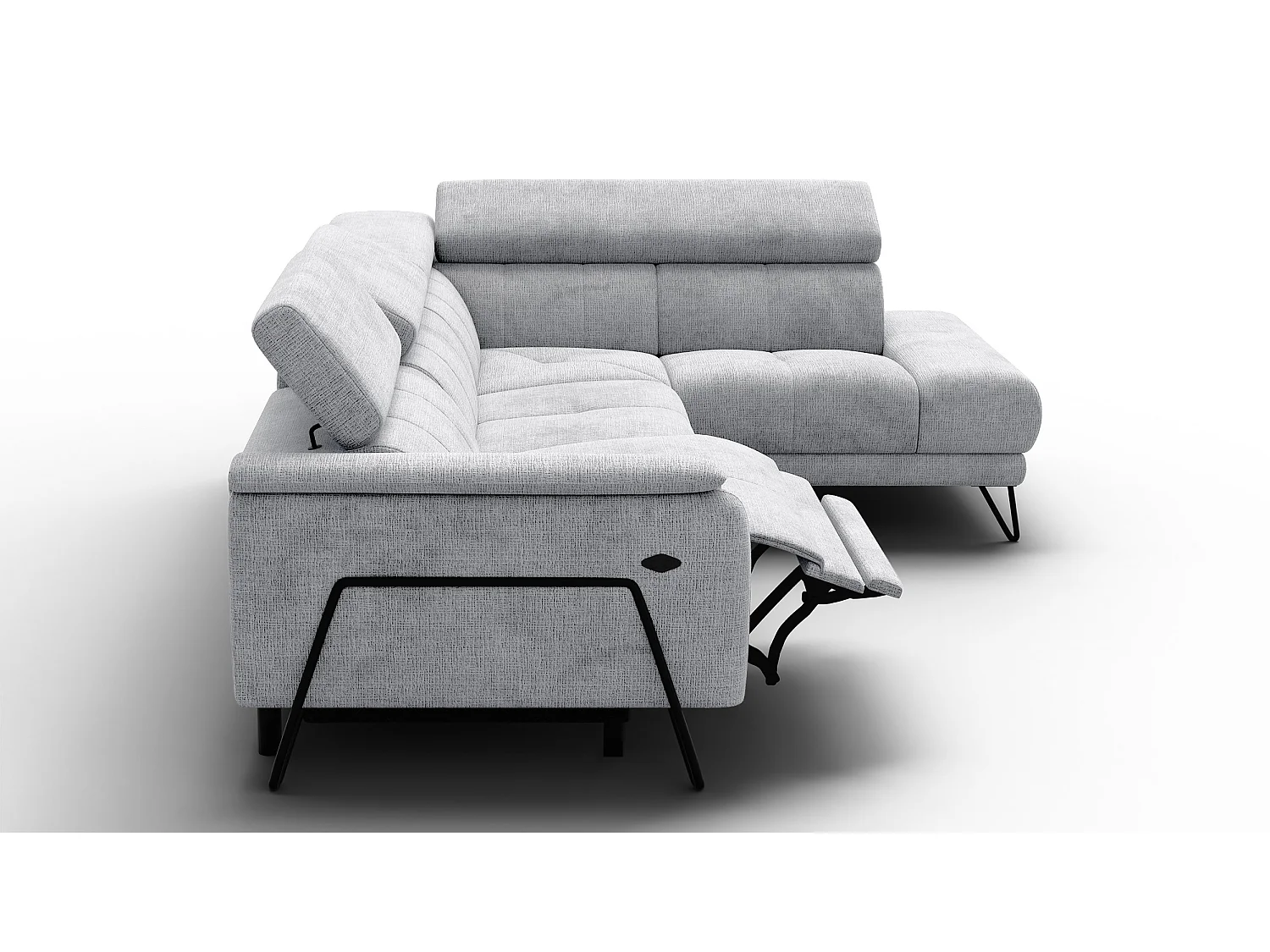 Ecksofa 5-Sitzer mit Relax RODEN, hellgrau