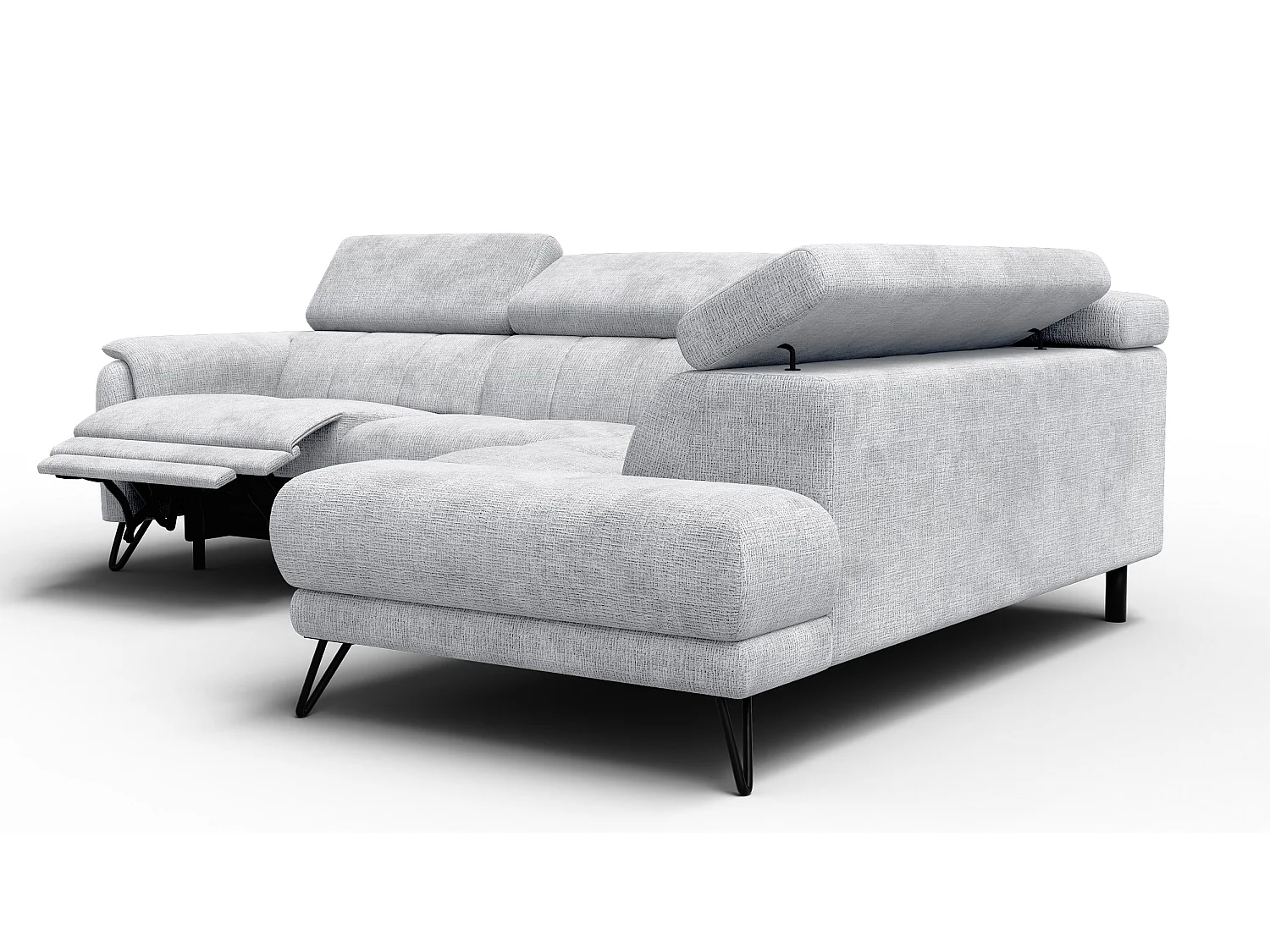 Ecksofa 5-Sitzer mit Relax RODEN, hellgrau