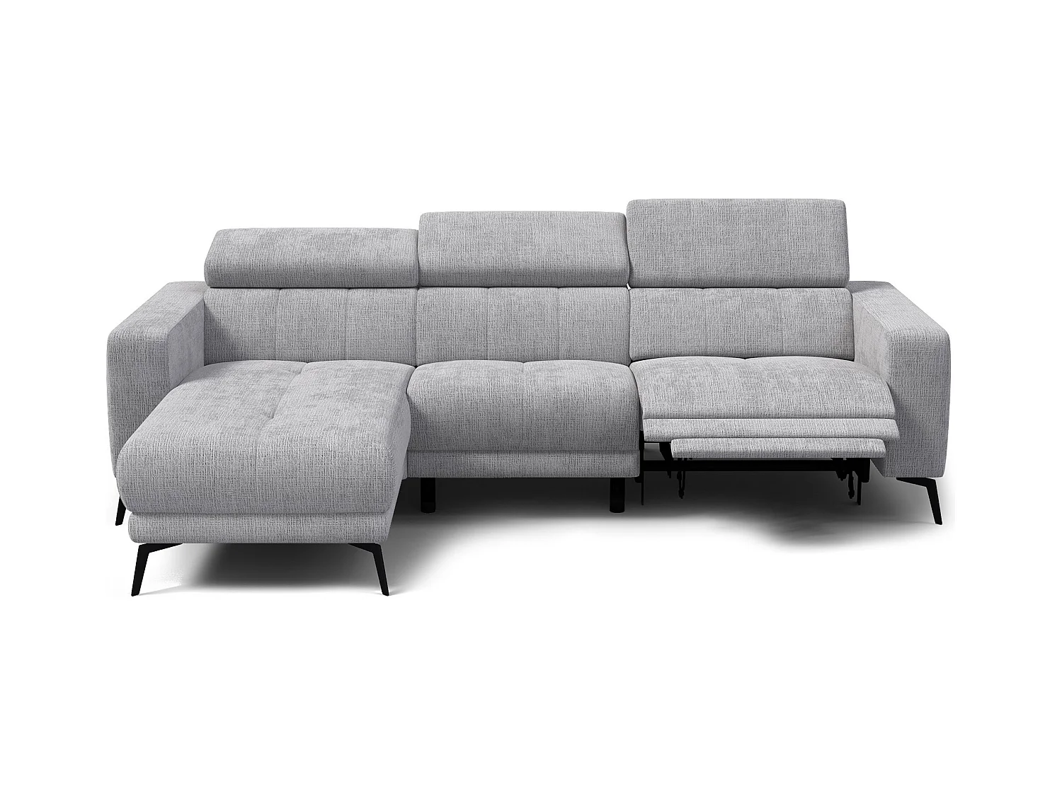 Canapé d'angle 4 places MORELLO avec 1 x Relax Zero Gravity, tissu gris clair