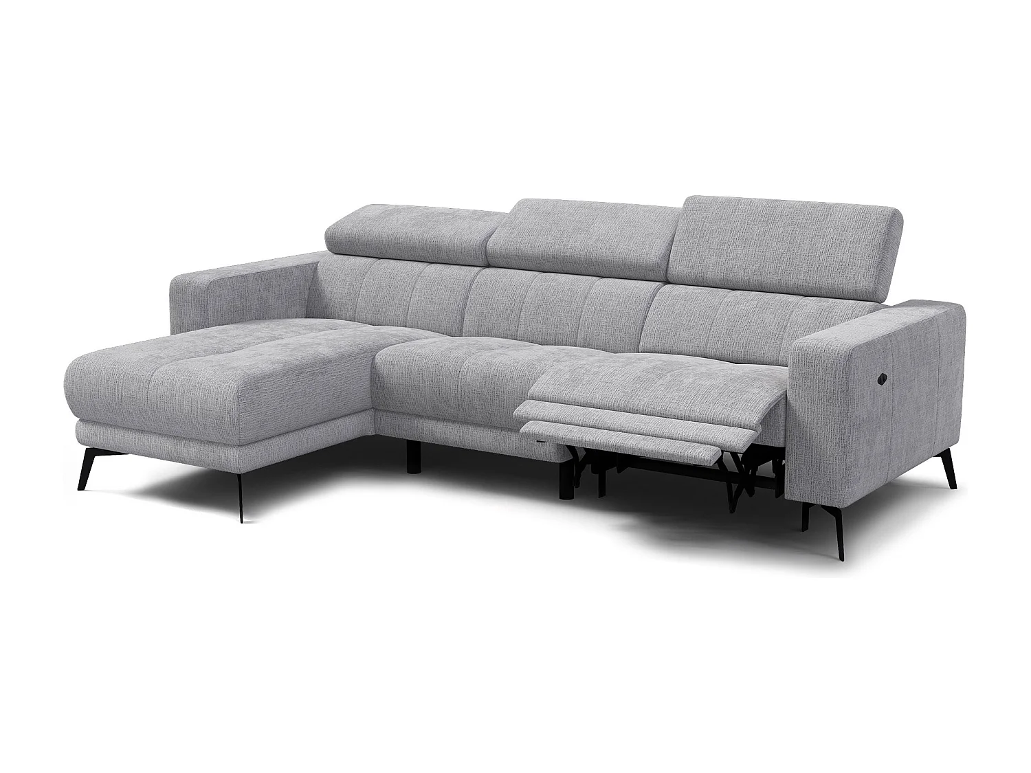 Ecksofa 4-Sitzer MORELLO, hellgrau, 1 x Relax Zero Gravity