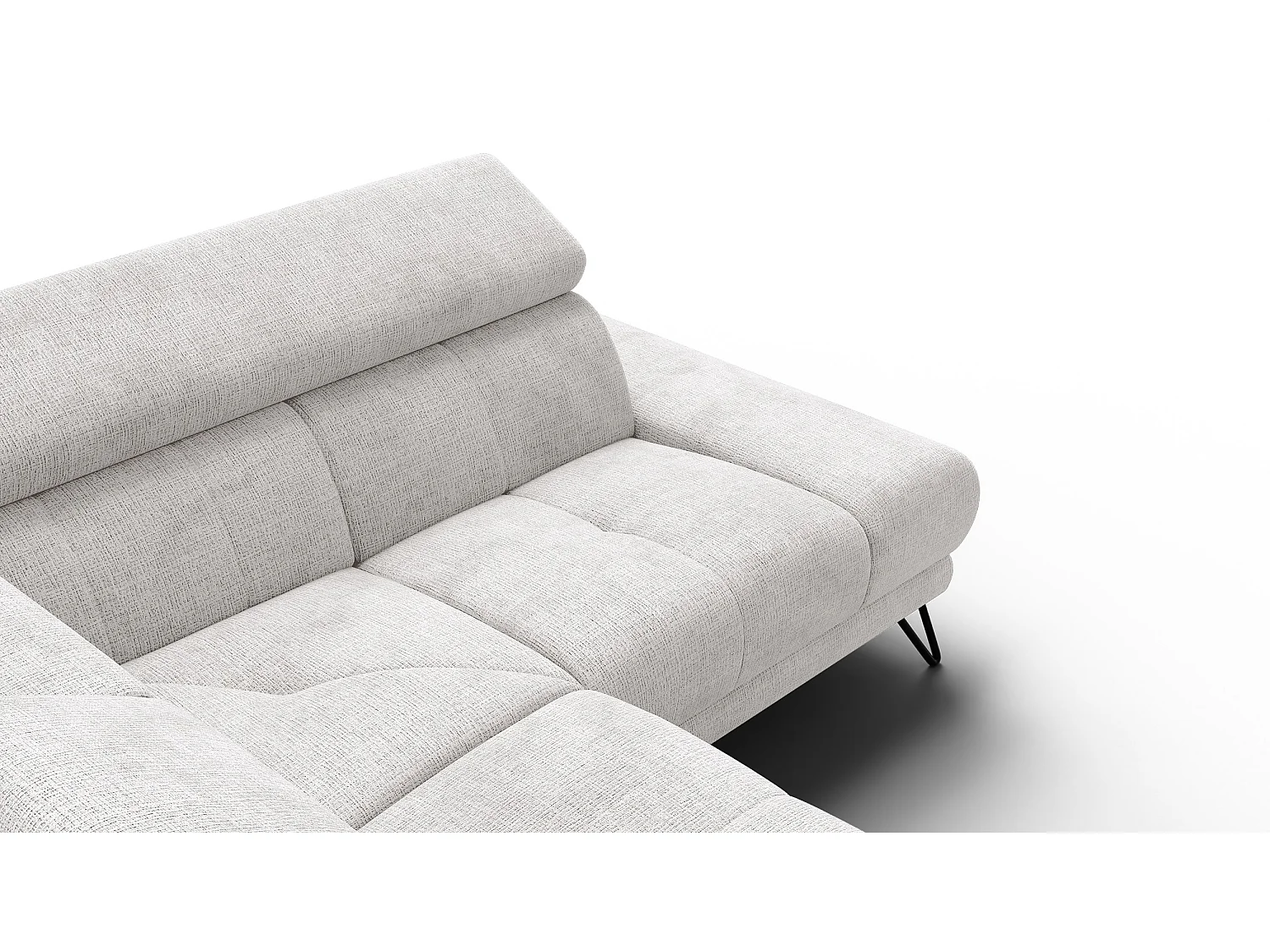 Canapé d'angle 5 places RODEN avec Relax, tissu crème