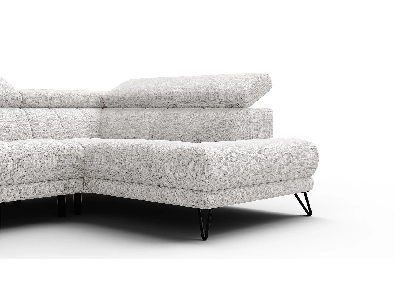 Canapé d'angle 5 places RODEN avec Relax, tissu crème