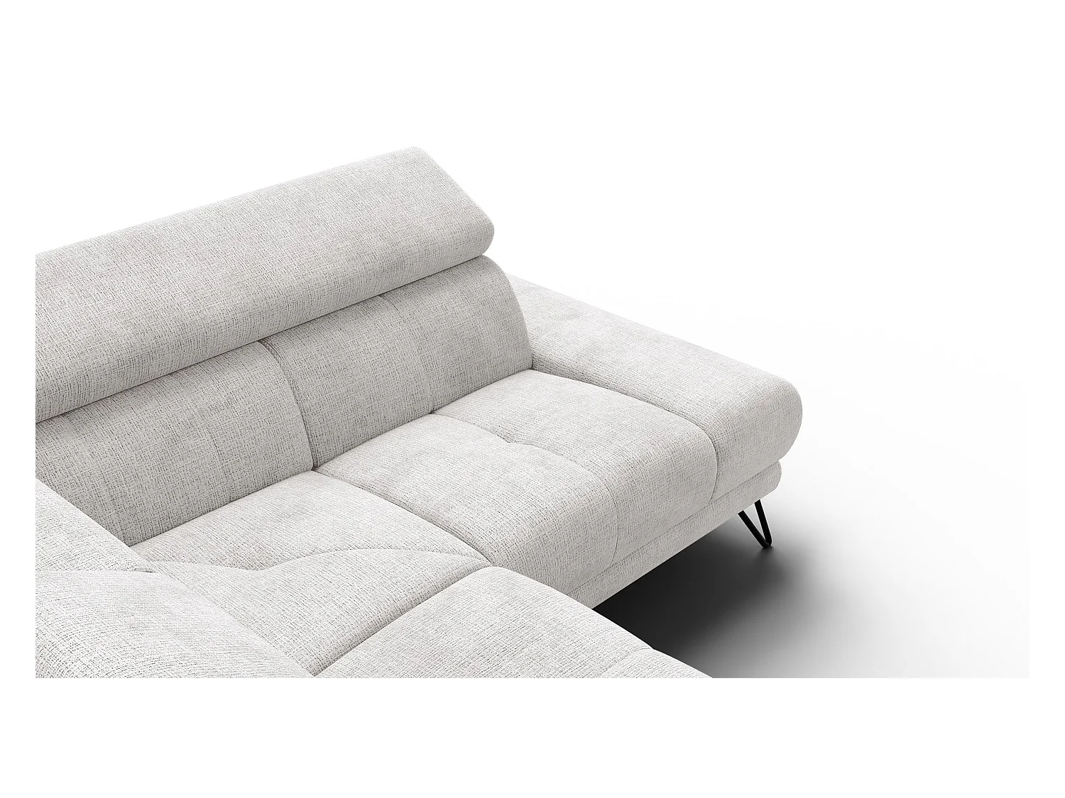 Canapé d'angle 5 places RODEN avec Relax, tissu crème