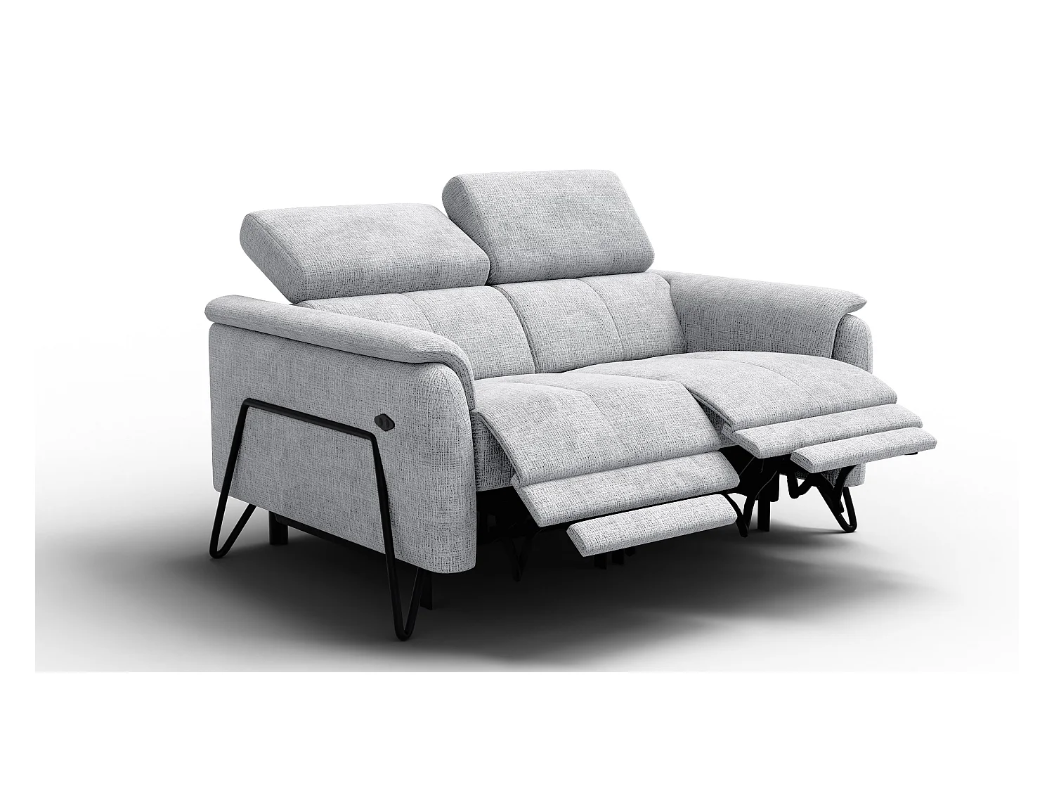 Canapé RODEN 2 places avec 2 Relax, tissu gris clair