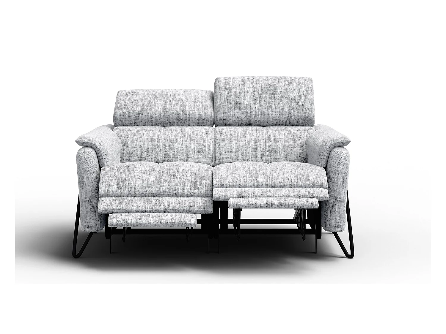 Canapé RODEN 2 places avec 2 Relax, tissu gris clair