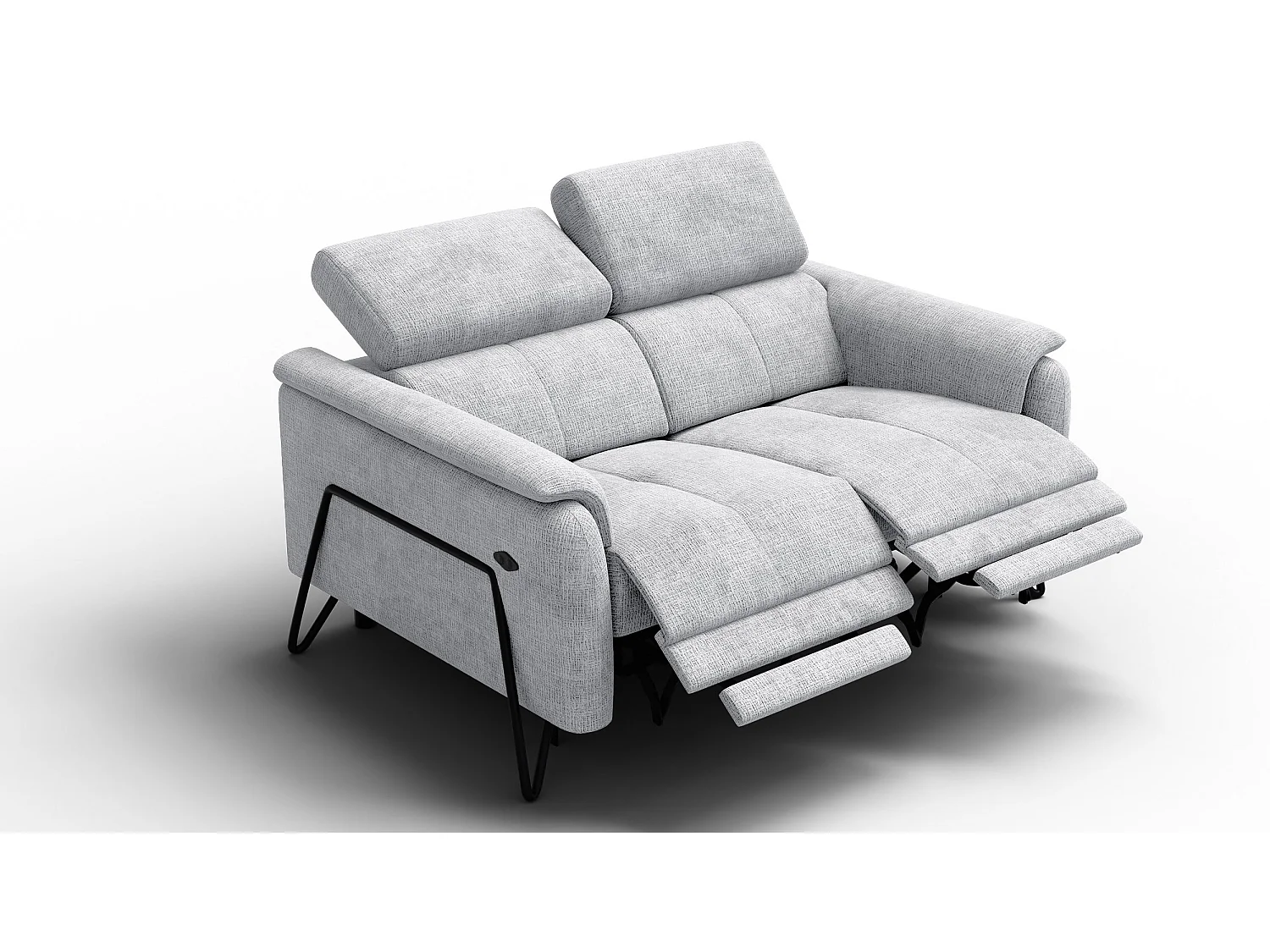 Canapé RODEN 2 places avec 2 Relax, tissu gris clair