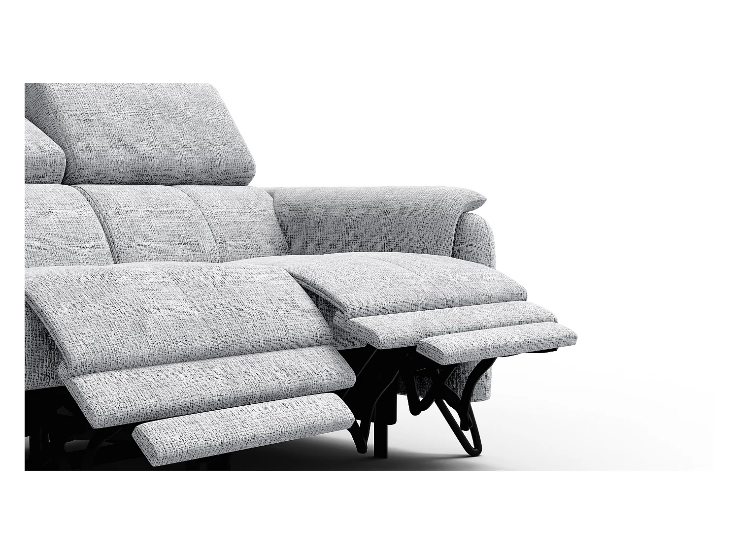Canapé RODEN 2 places avec 2 Relax, tissu gris clair