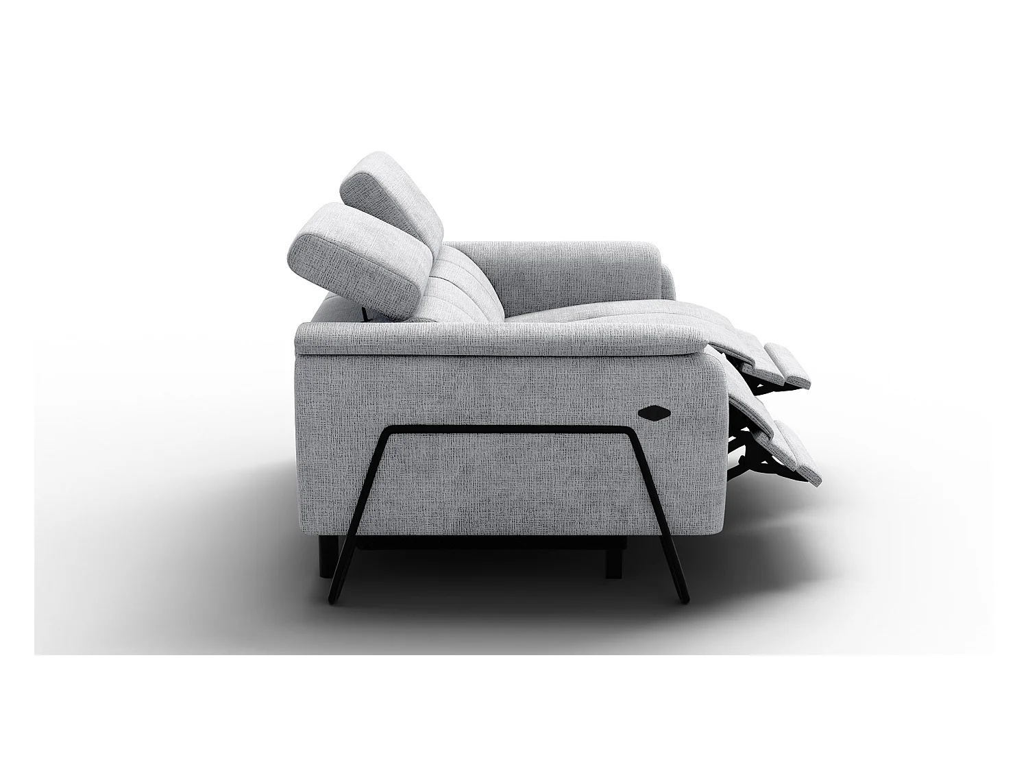 Canapé RODEN 2 places avec 2 Relax, tissu gris clair