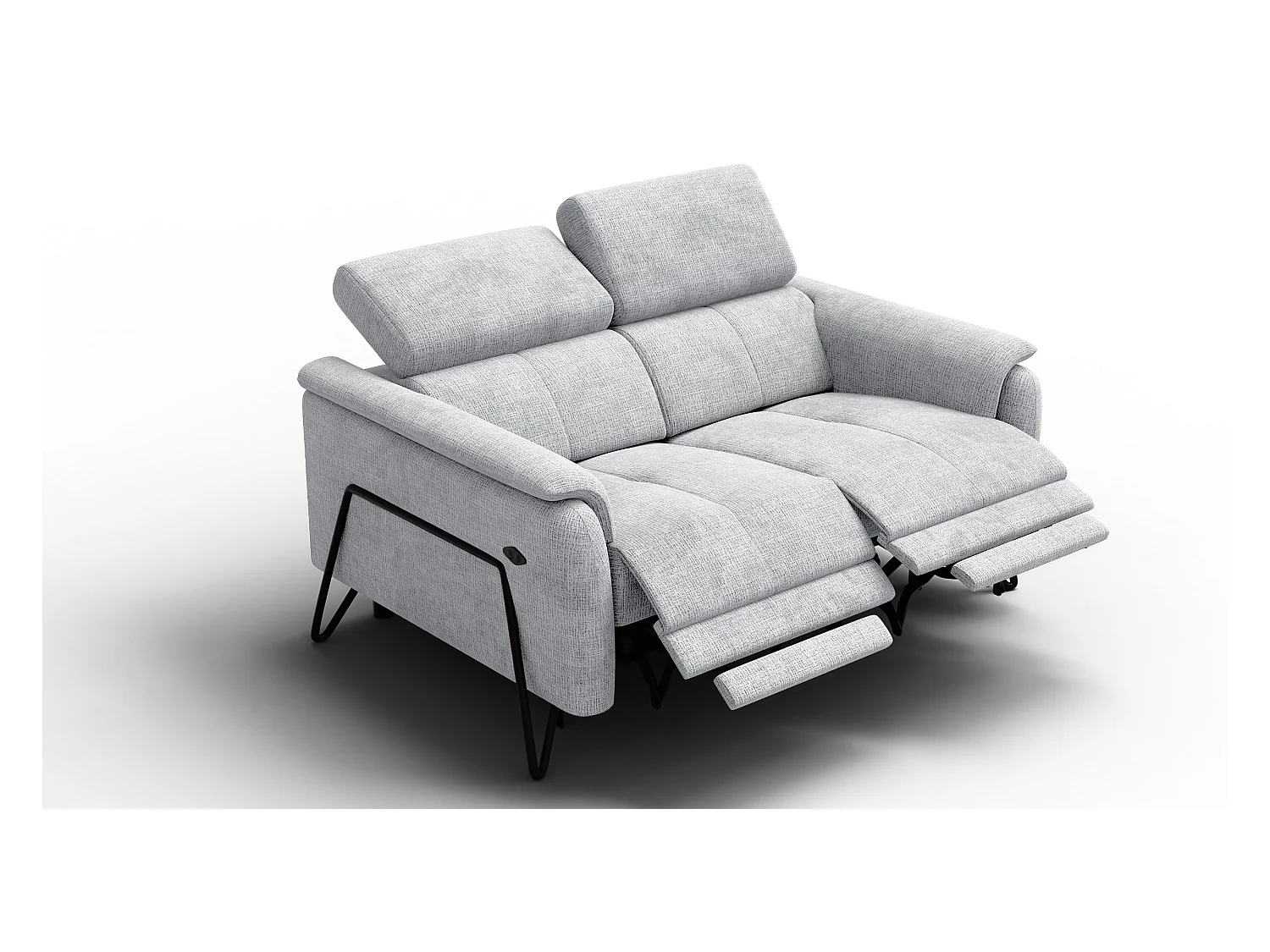 Canapé RODEN 2 places avec 2 Relax, tissu gris clair