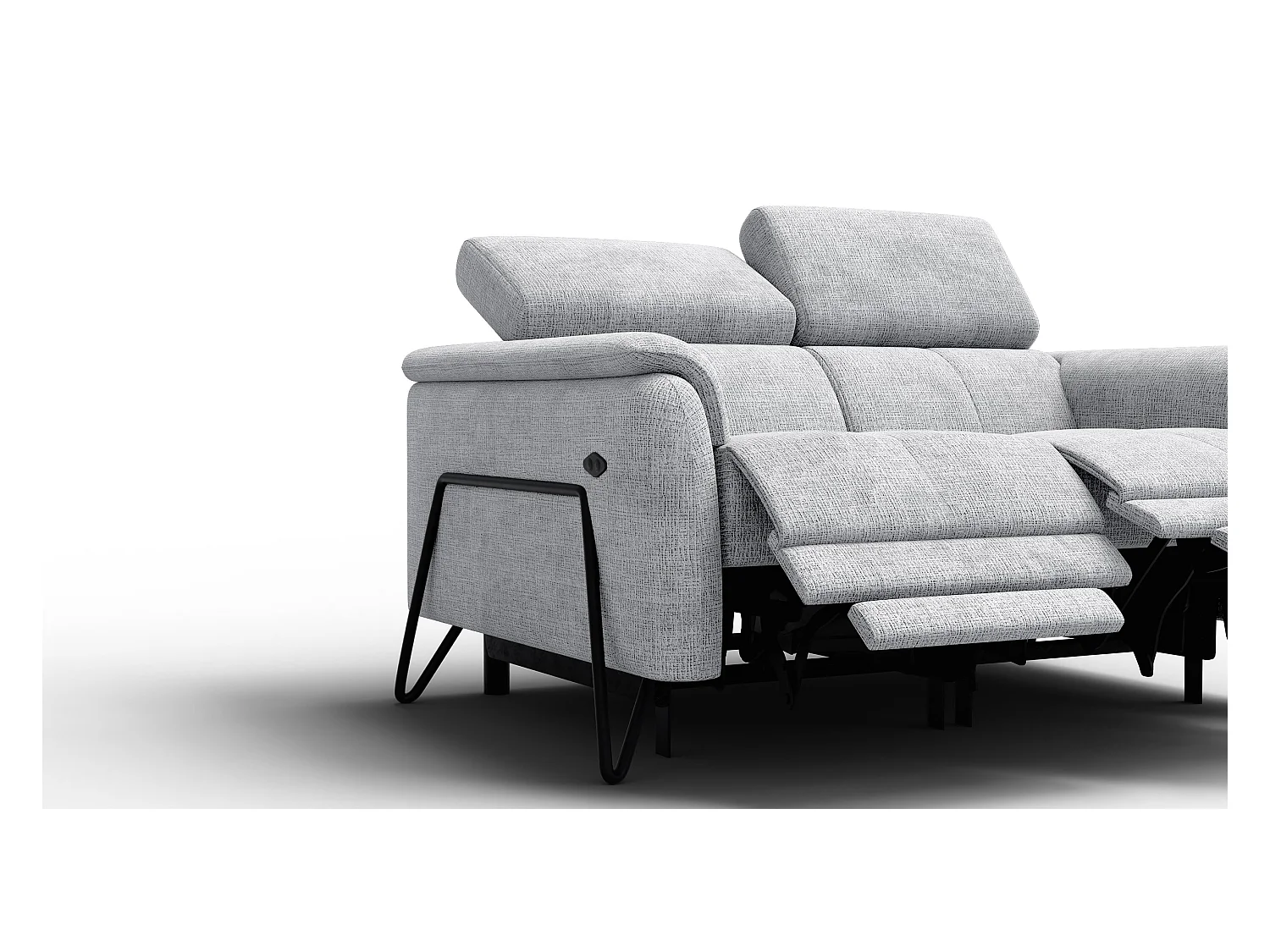 Canapé RODEN 2 places avec 2 Relax, tissu gris clair