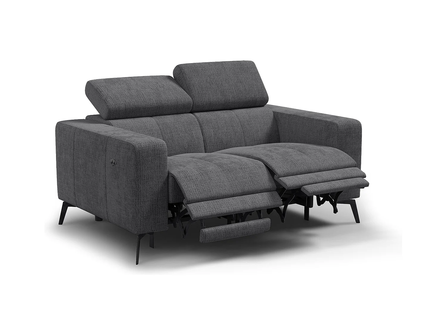 Canapé 2 places MORELLO avec 2 x Relax Zero Gravity, tissu gris foncé