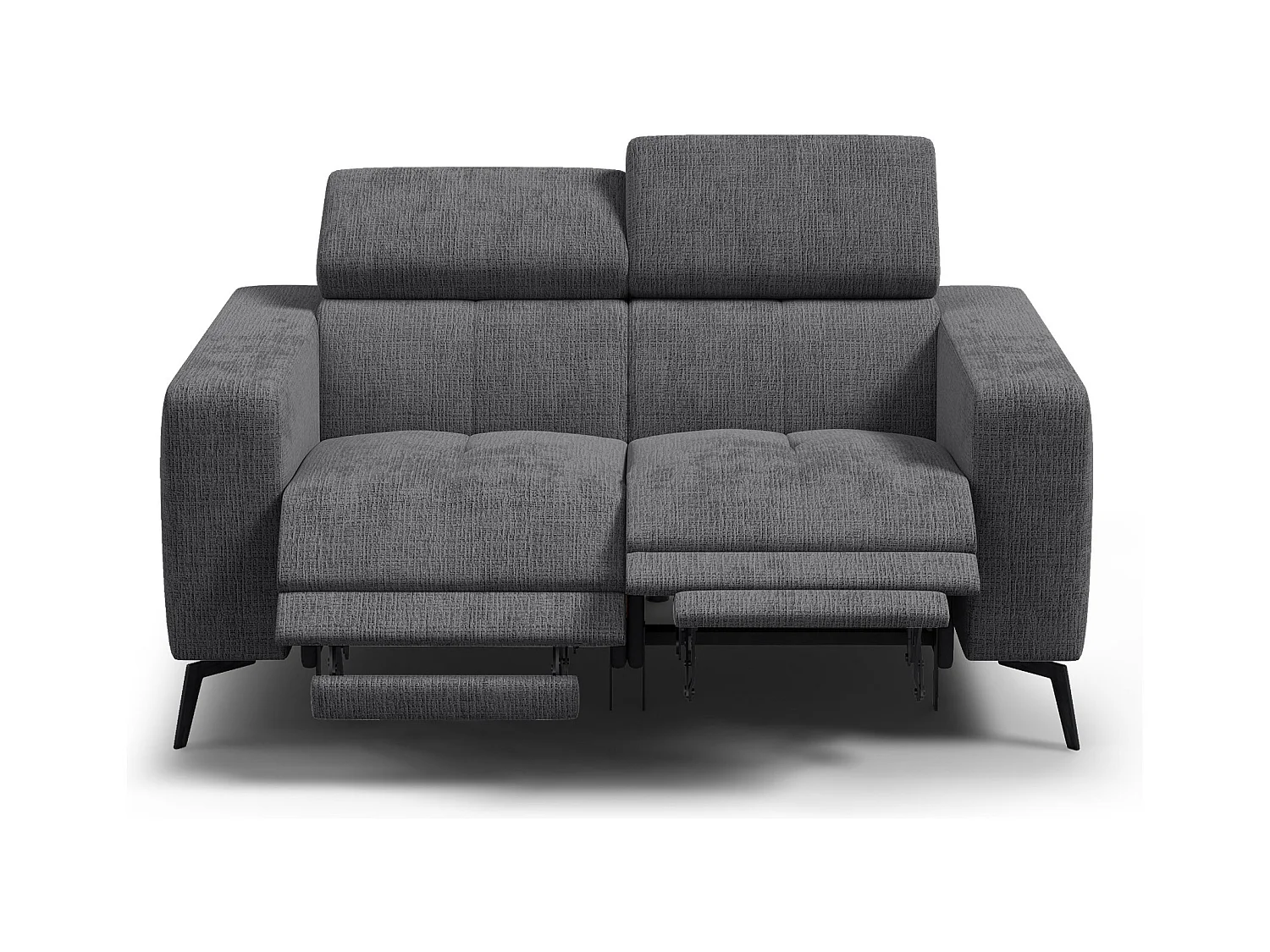 Canapé 2 places MORELLO avec 2 x Relax Zero Gravity, tissu gris foncé