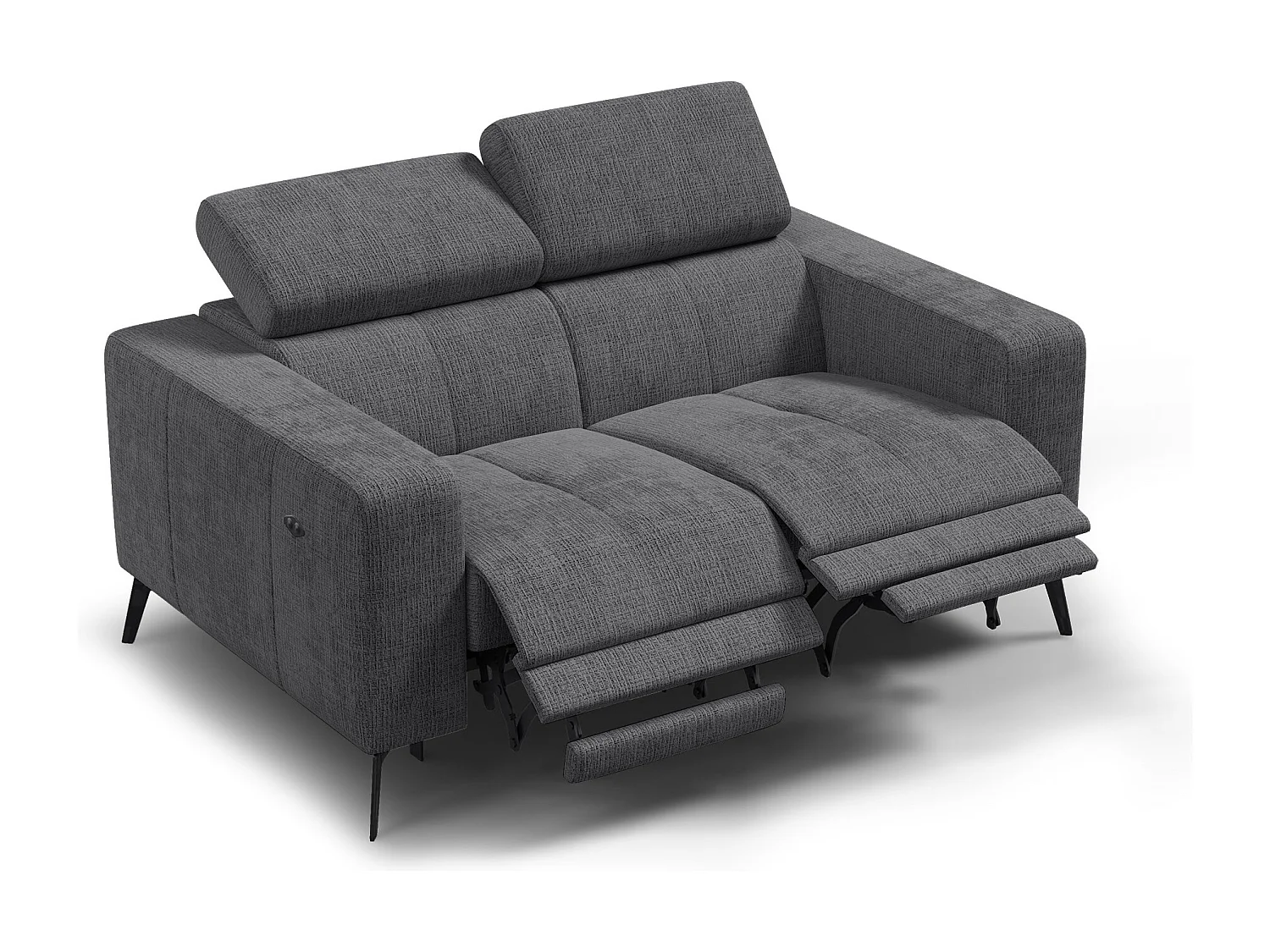 Canapé 2 places MORELLO avec 2 x Relax Zero Gravity, tissu gris foncé