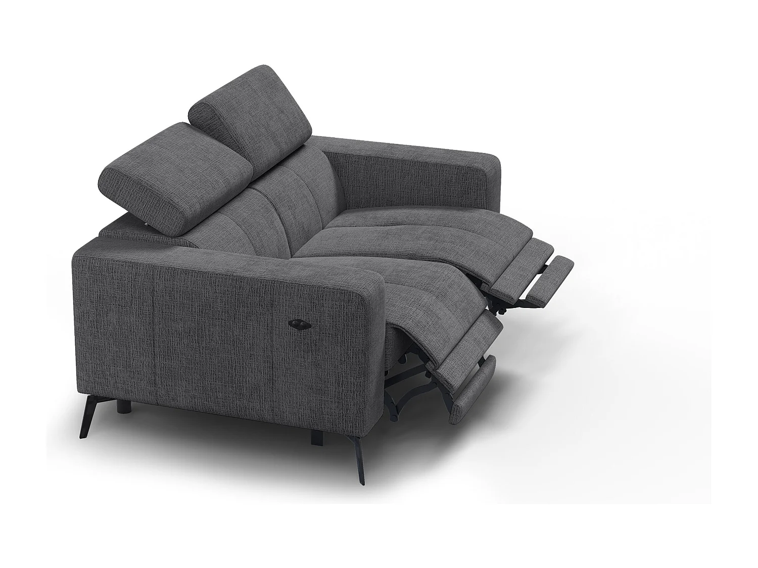 Canapé 2 places MORELLO avec 2 x Relax Zero Gravity, tissu gris foncé