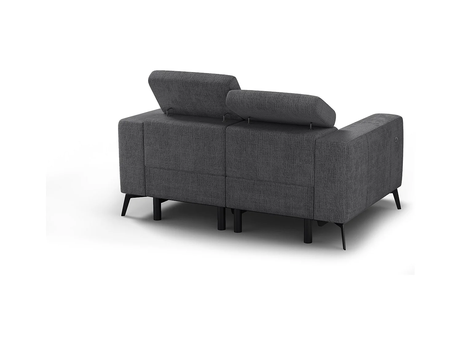 Canapé 2 places MORELLO avec 2 x Relax Zero Gravity, tissu gris foncé