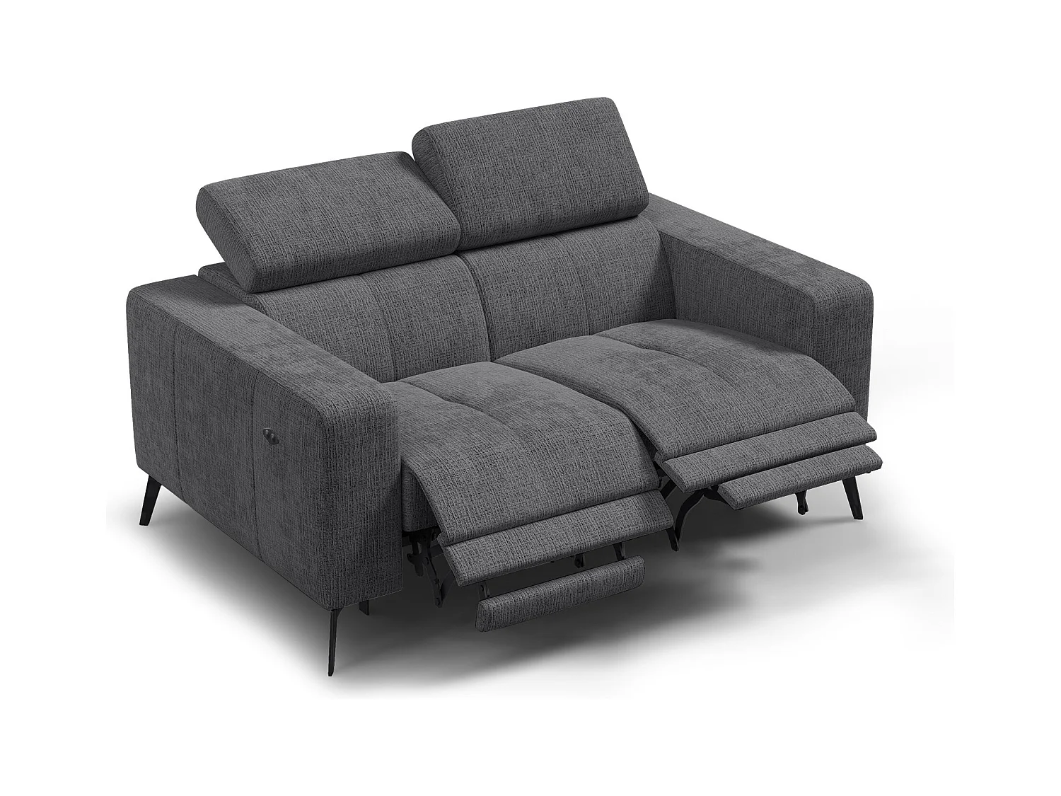 Canapé 2 places MORELLO avec 2 x Relax Zero Gravity, tissu gris foncé