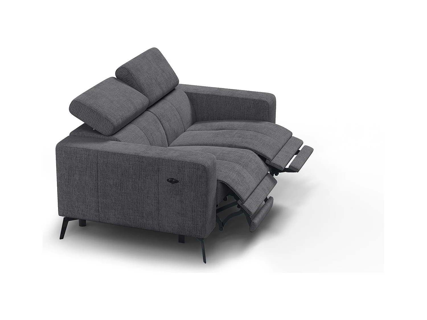 Canapé 2 places MORELLO avec 2 x Relax Zero Gravity, tissu gris foncé
