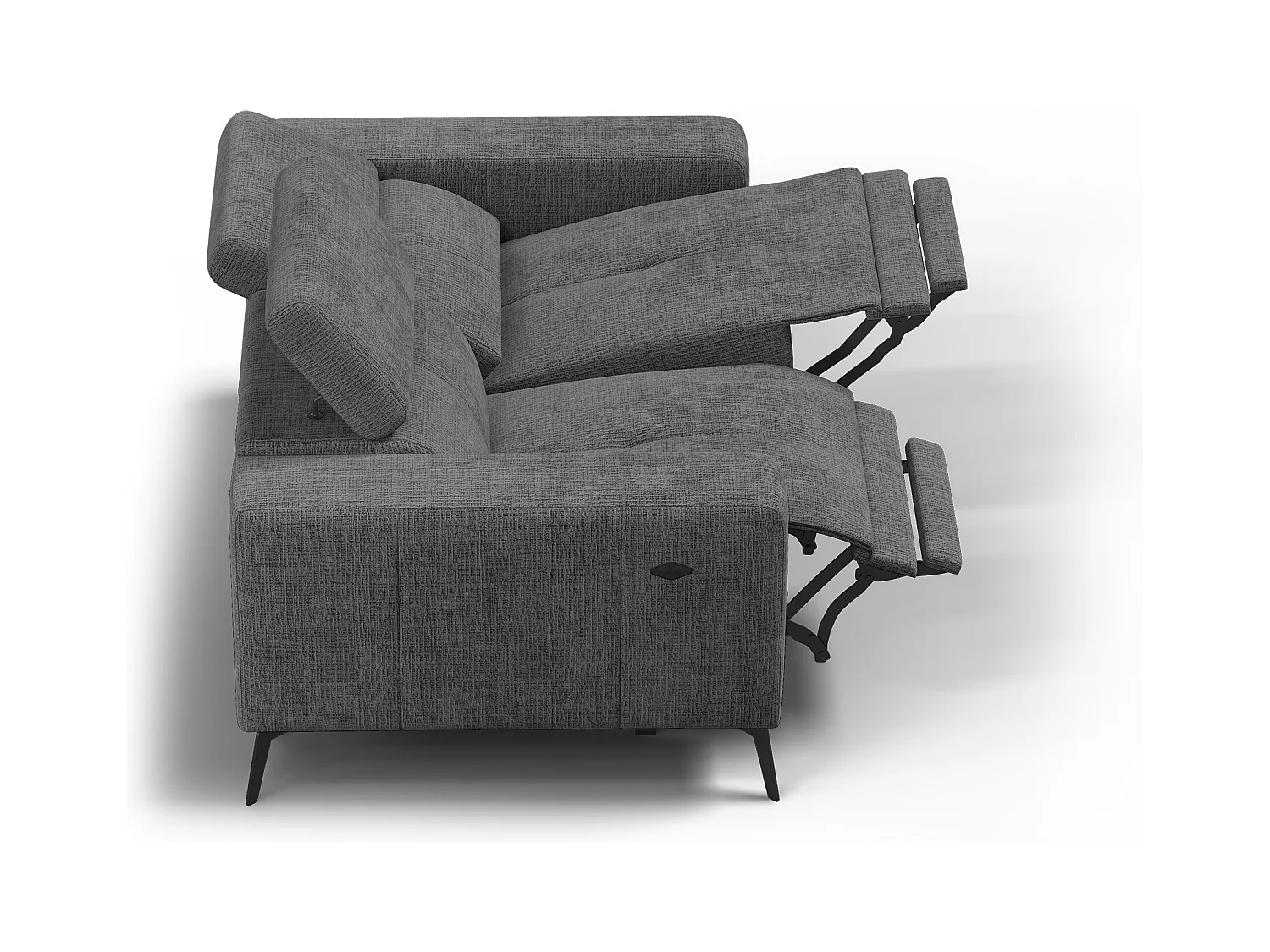 Canapé 2 places MORELLO avec 2 x Relax Zero Gravity, tissu gris foncé