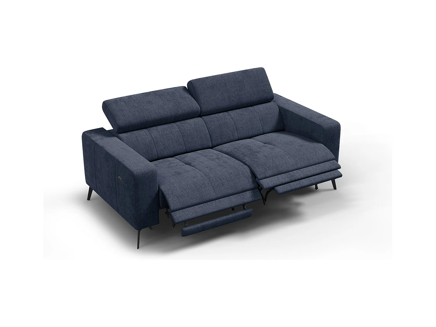 Canapé 3 places MORELLO avec 2 x Relax Zero Gravity, tissu bleu marine