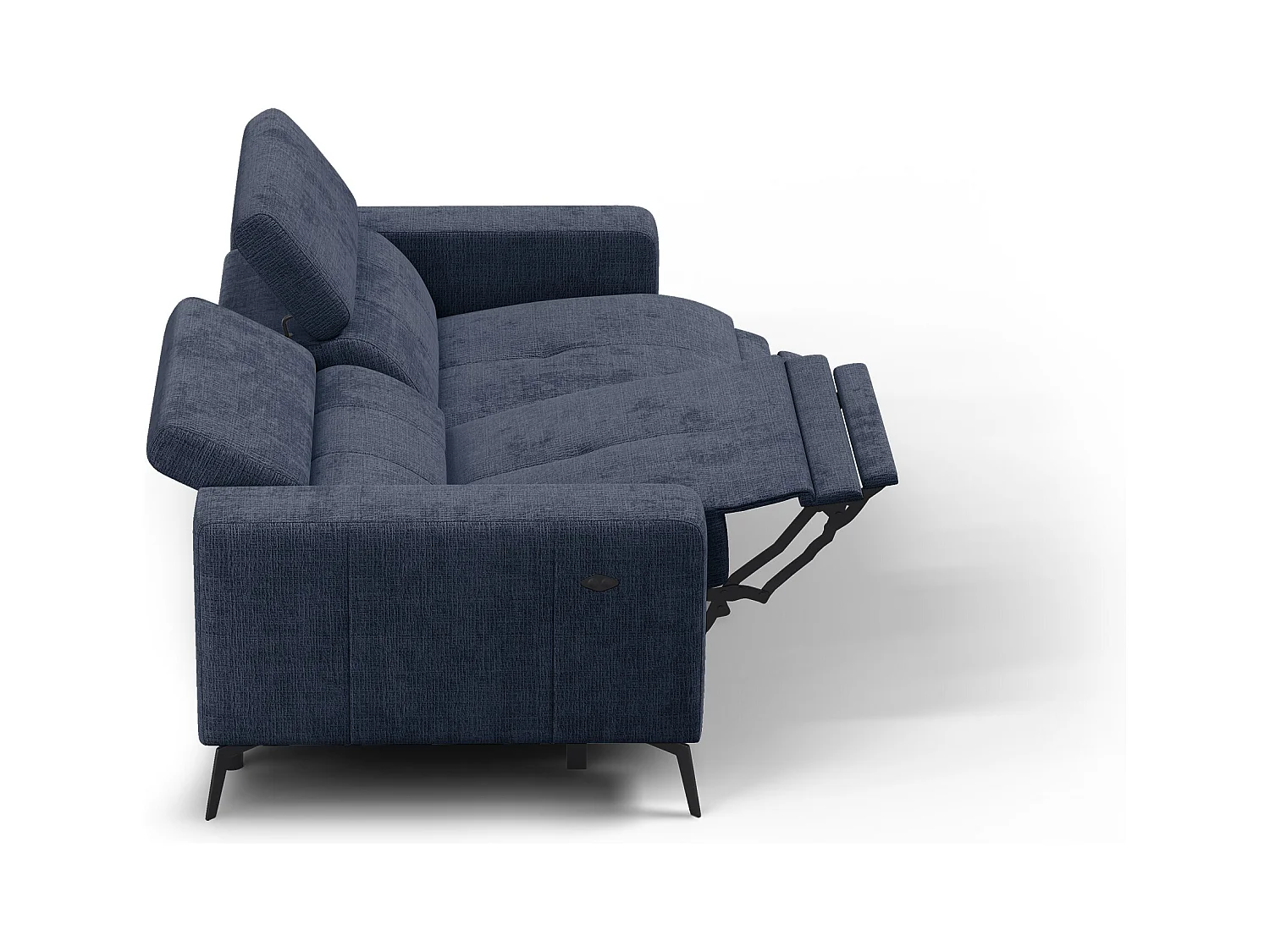 Canapé 3 places MORELLO avec 2 x Relax Zero Gravity, tissu bleu marine