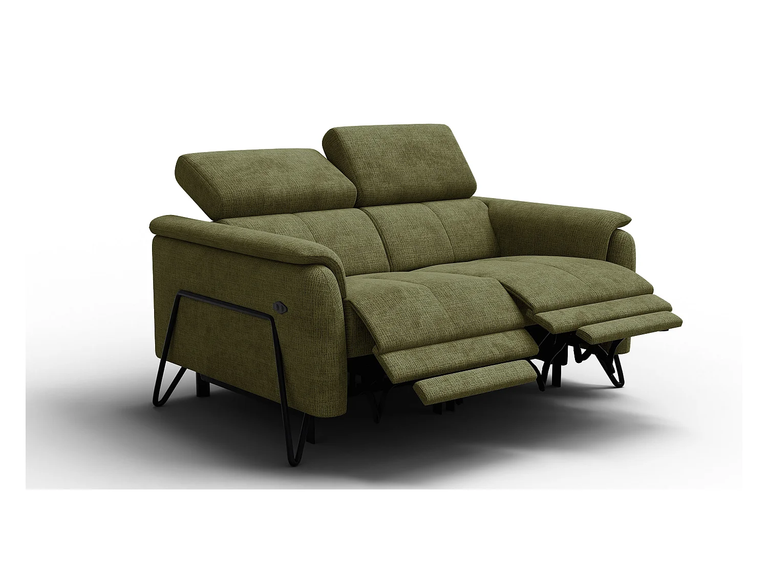 Canapé RODEN 2 places avec 2 Relax, tissu olive