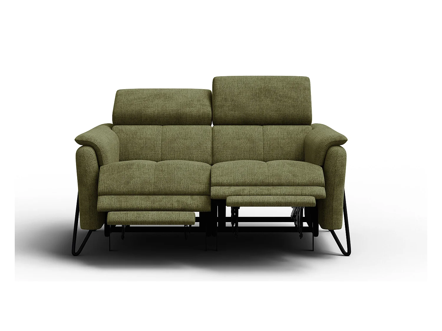 Canapé RODEN 2 places avec 2 Relax, tissu olive