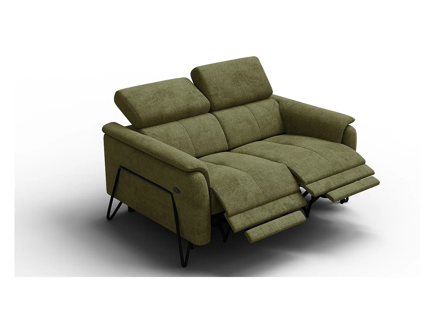 Canapé RODEN 2 places avec 2 Relax, tissu olive