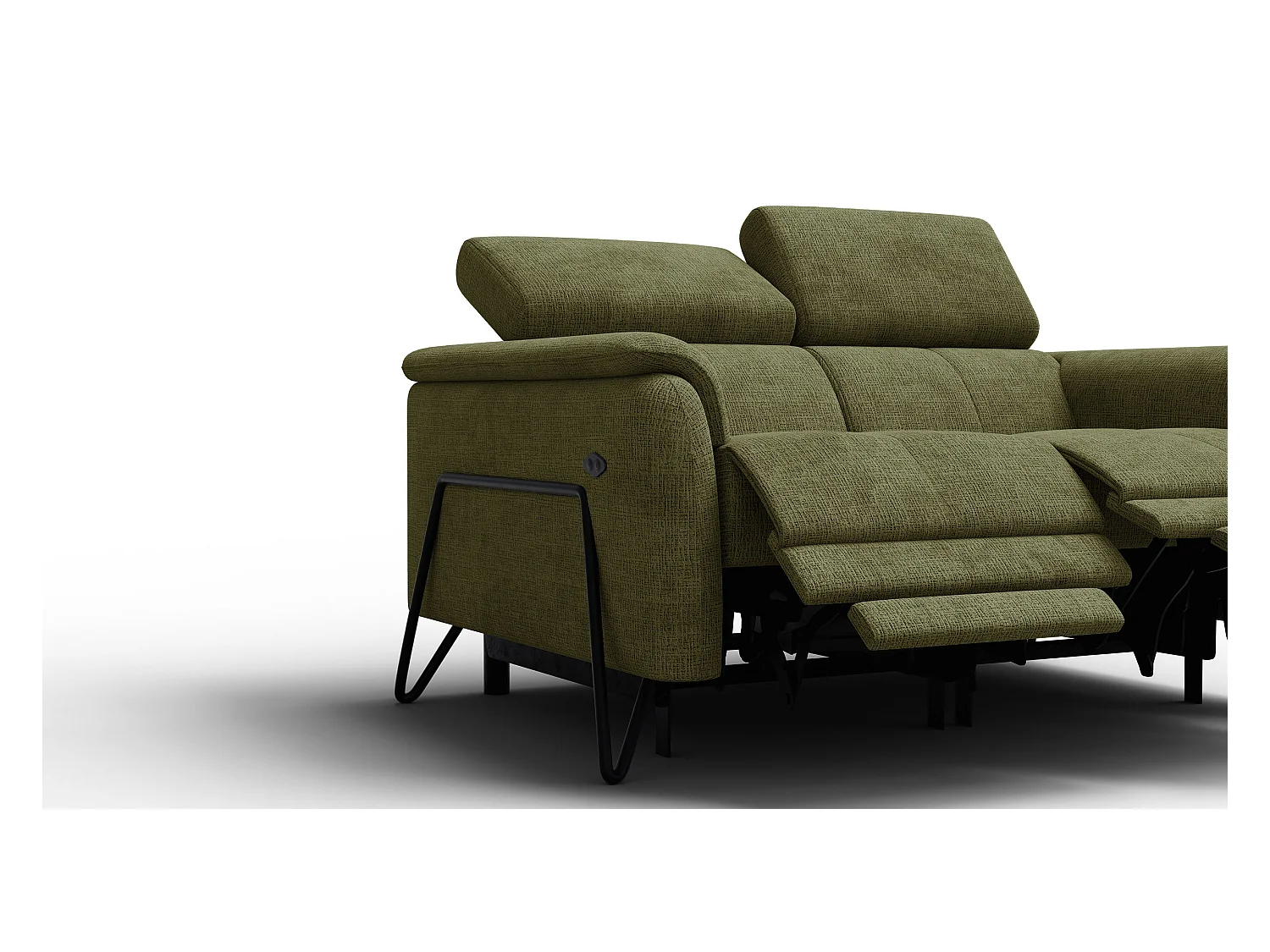 Canapé RODEN 2 places avec 2 Relax, tissu olive