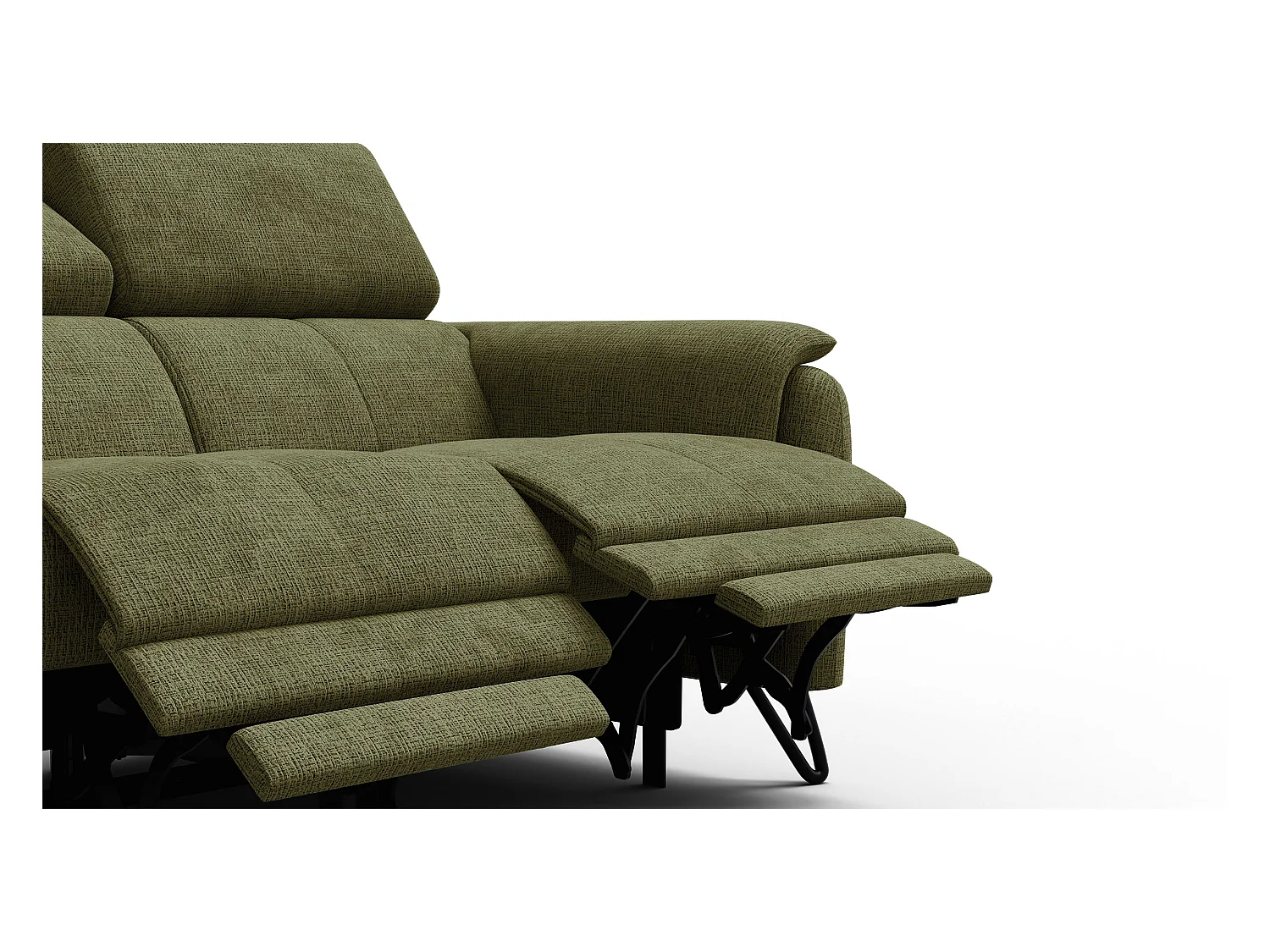 Canapé RODEN 2 places avec 2 Relax, tissu olive