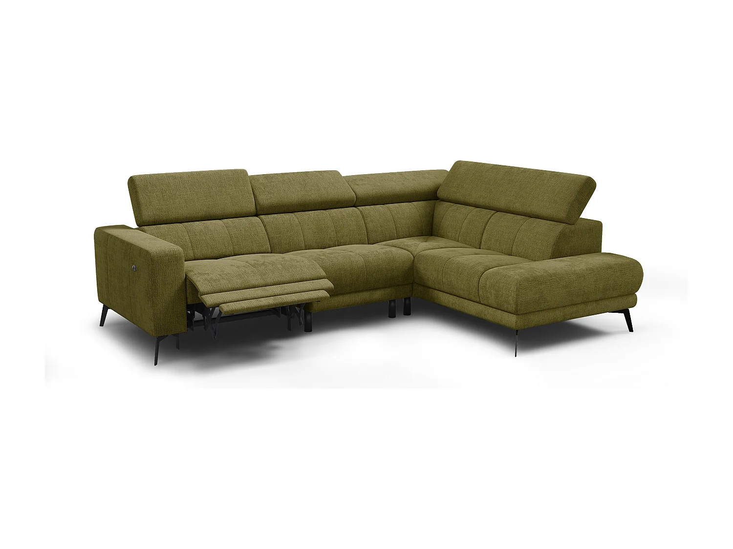 Ecksofa 5-Sitzer MORELLO, olive, 1 x Relax Zero Gravity