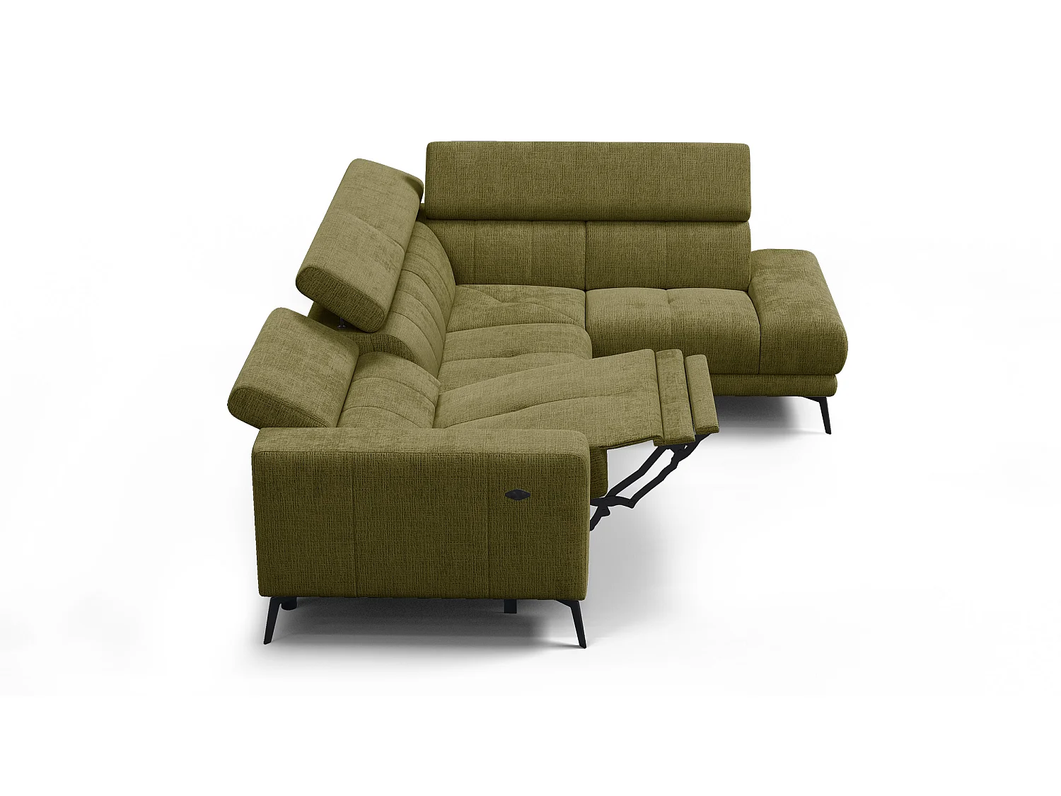 Ecksofa 5-Sitzer MORELLO, olive, 1 x Relax Zero Gravity