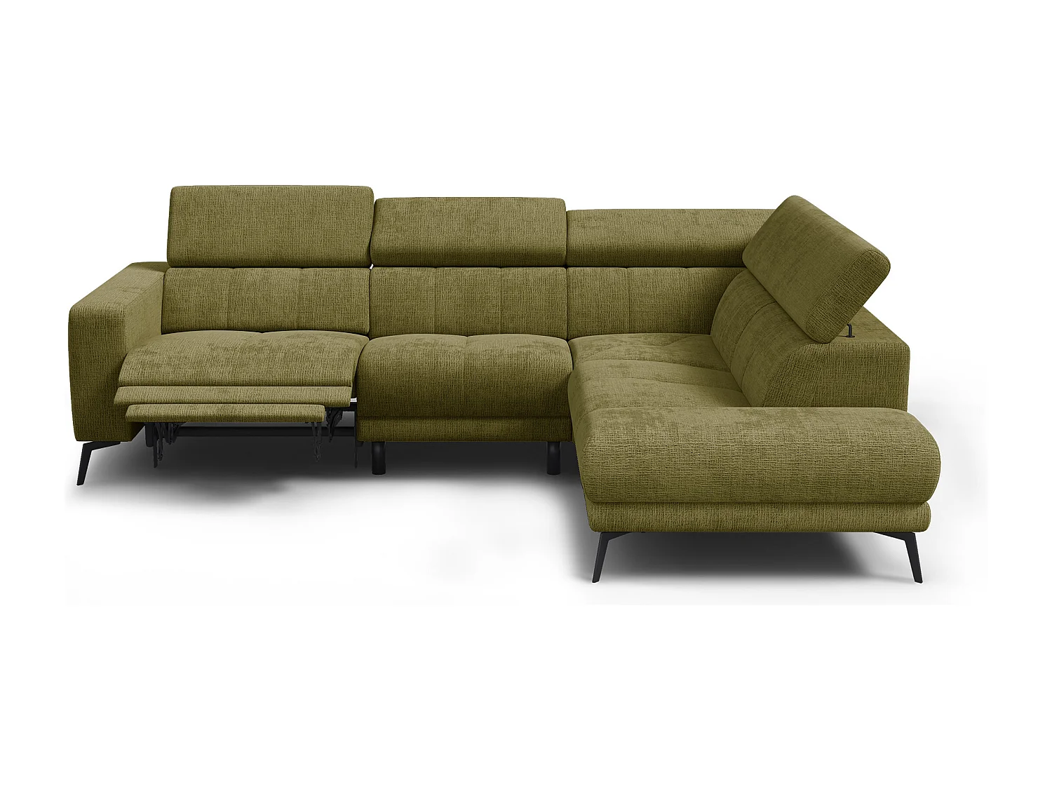 Ecksofa 5-Sitzer MORELLO, olive, 1 x Relax Zero Gravity