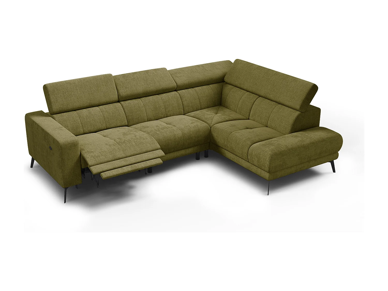 Ecksofa 5-Sitzer MORELLO, olive, 1 x Relax Zero Gravity