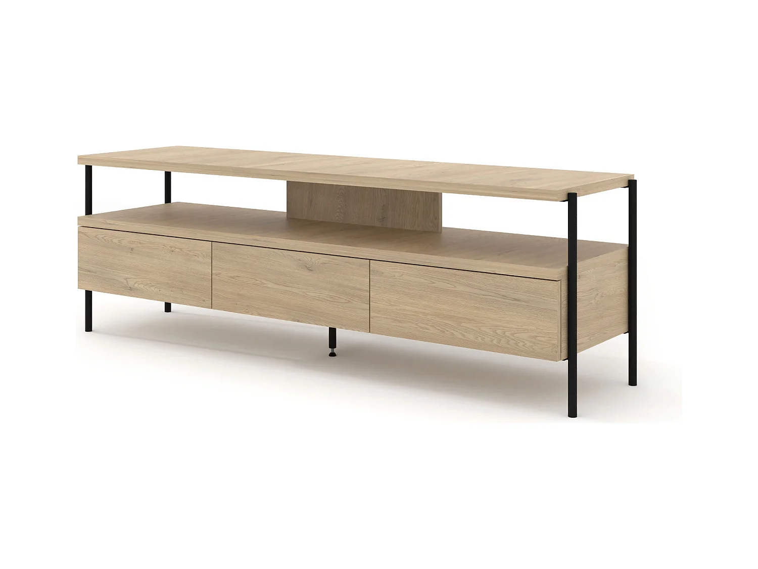 Dragonfly TV-meubel 3S – Eik Cremona, modern meubel met metalen poten en push-to-open-systeem