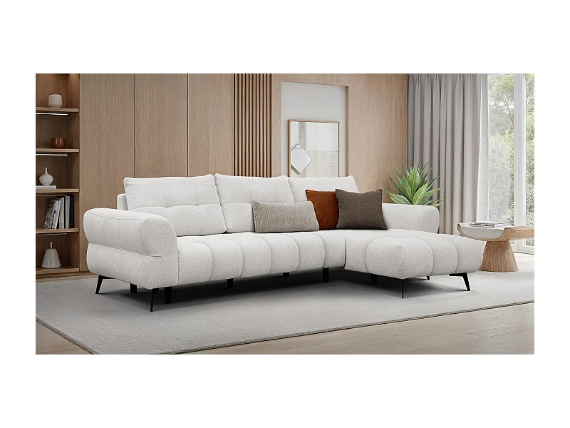 Canapé d'angle 4 places SALVINI, tissu ecru