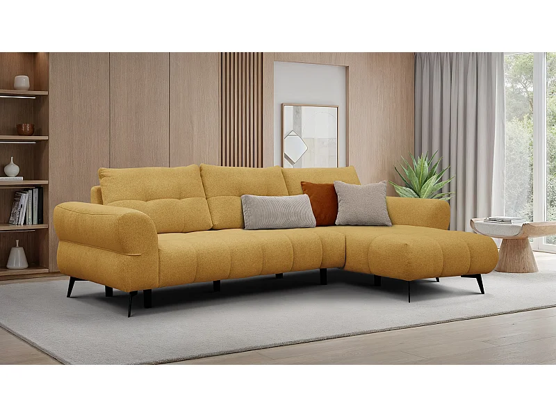 Canapé d'angle 4 places SALVINI, tissu miel