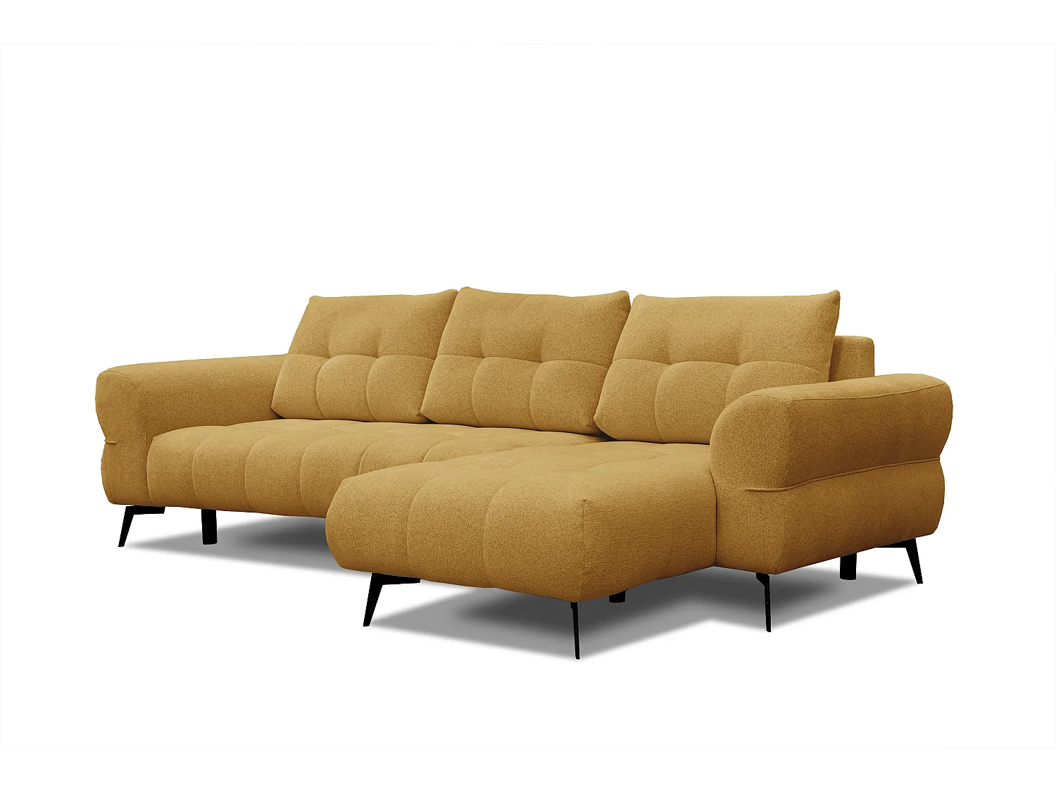 Canapé d'angle 4 places SALVINI, tissu miel
