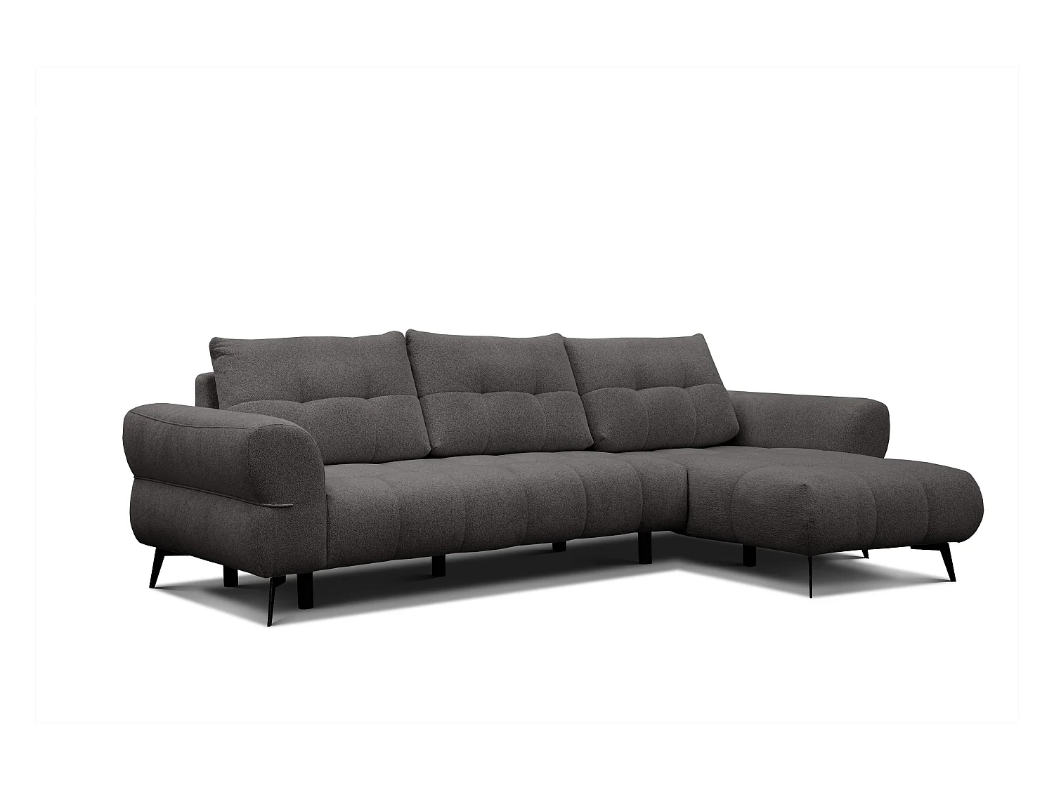 Canapé d'angle 4 places SALVINI, tissu gris foncé