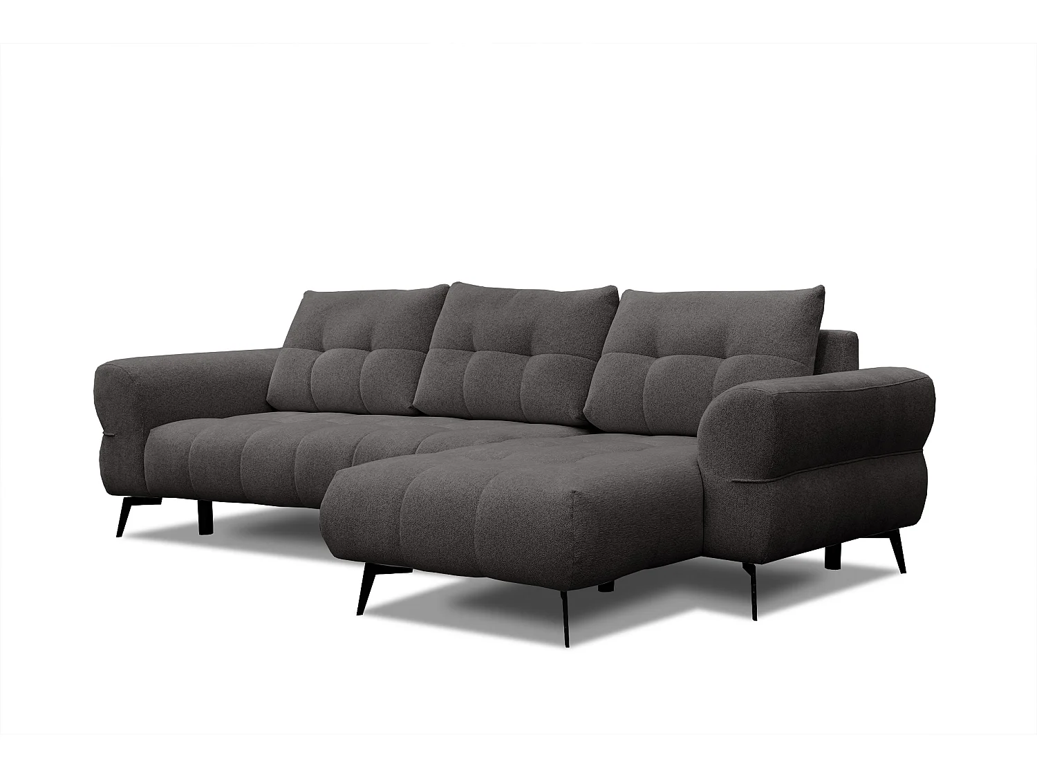 Canapé d'angle 4 places SALVINI, tissu gris foncé