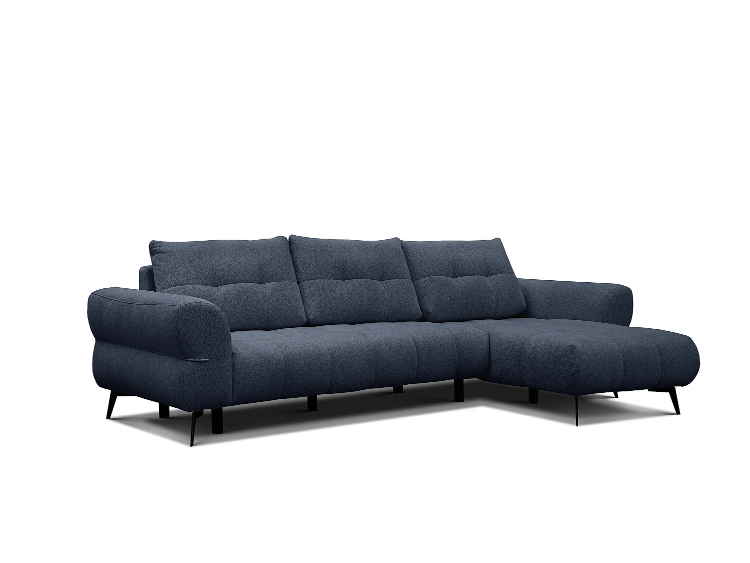 Canapé d'angle 4 places SALVINI, tissu bleu marine